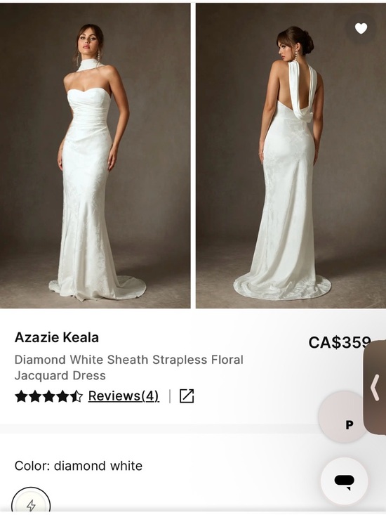 Azazie Dresses & Skirts - Azazie Diamond White Keala Strapless Sheath Gown with Draped Halter Sz 10